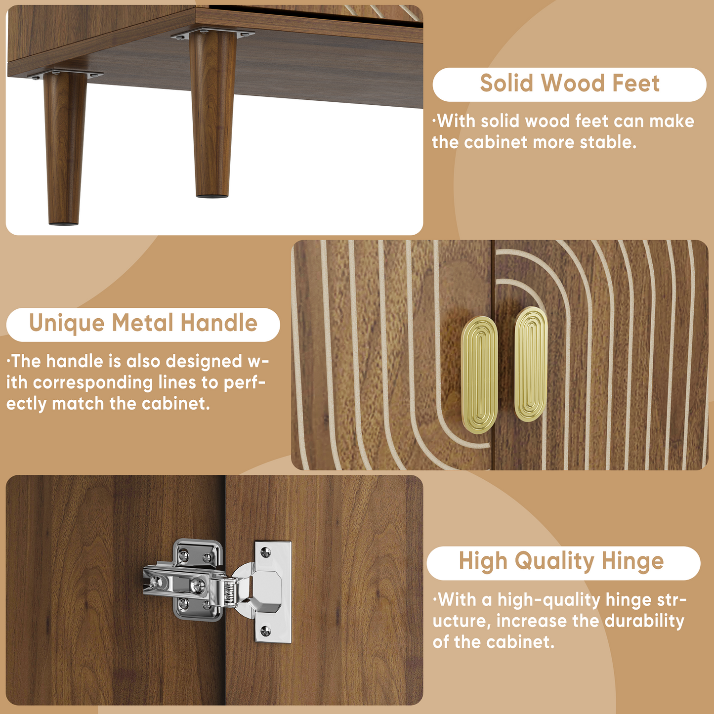 Smuxee Modern Kitchen Storage Cabinets with Doors,Large Kitchen Pantry Cabinet Buffet