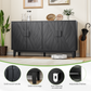 Algherohein Black Buffet Cabinet with Adjustable Shelves and 4 Doors,Kitchen Sideboards and Buffets