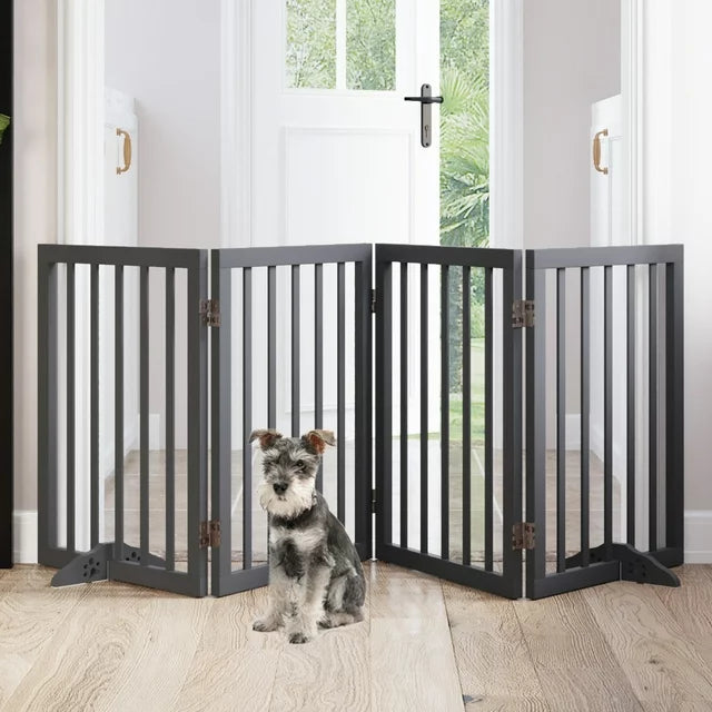 Smart FENDEE Wooden Dog Gate Foldable Pet Gate