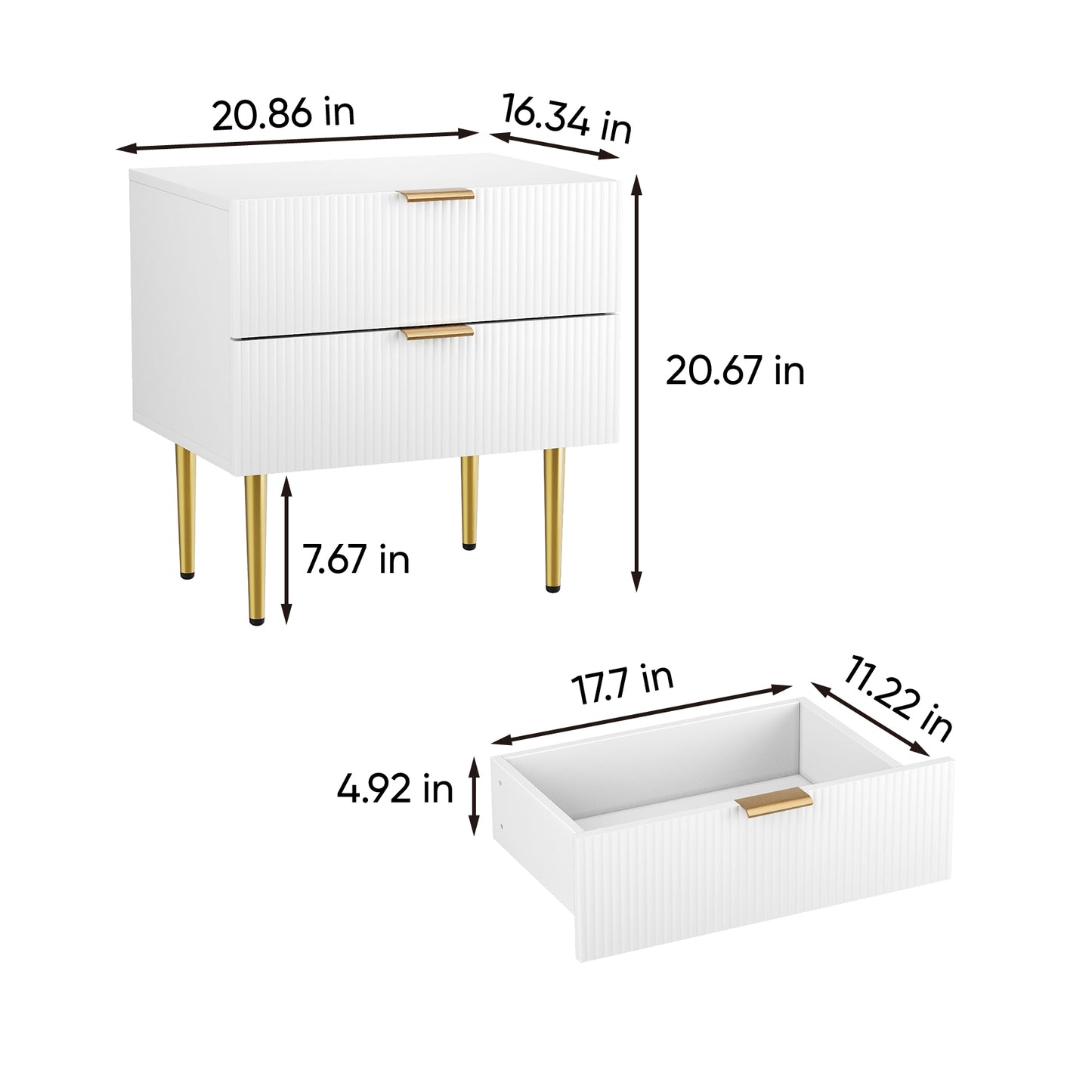 Smuxee Wood Fluted Nightstand