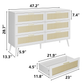 Algherohein Rattan Double Dresser with 6 Drawer for Bedroom,Chest of Drawers