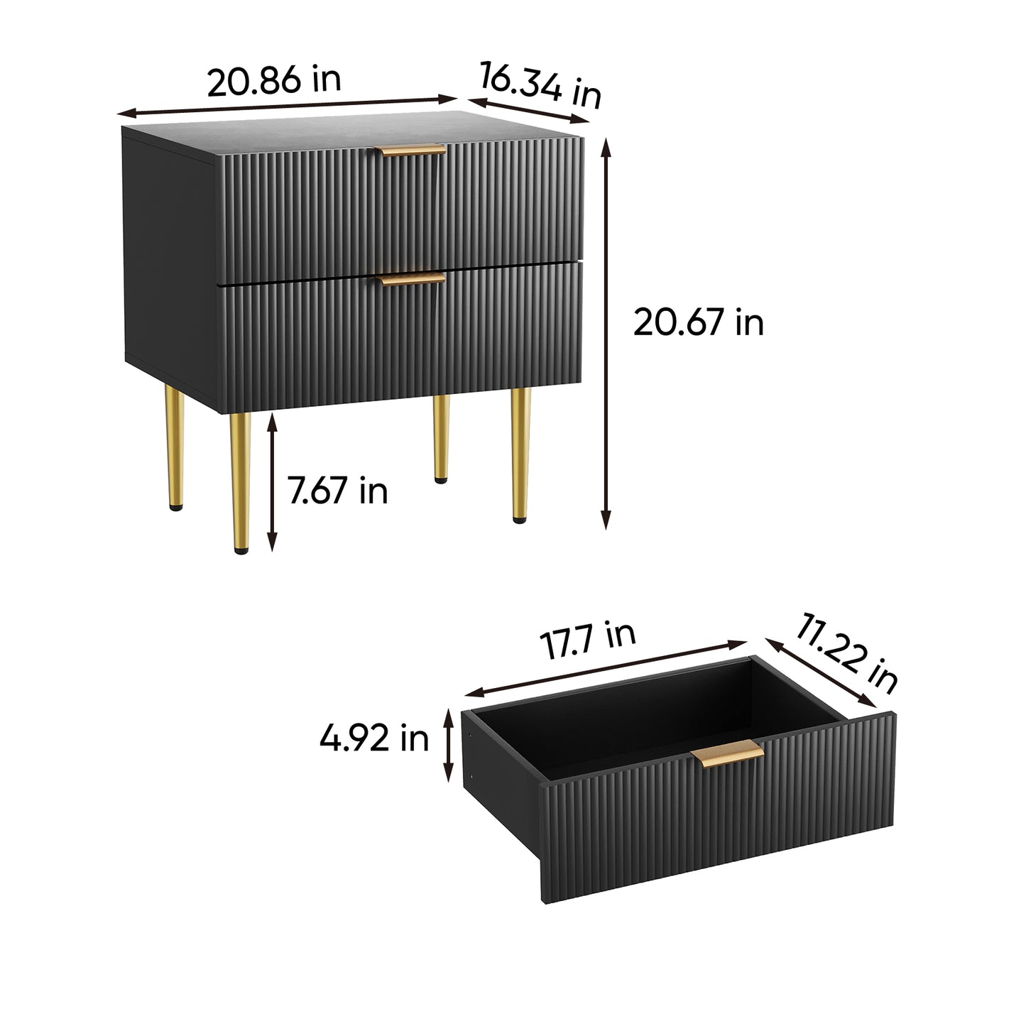 Smuxee Wood Fluted Nightstand