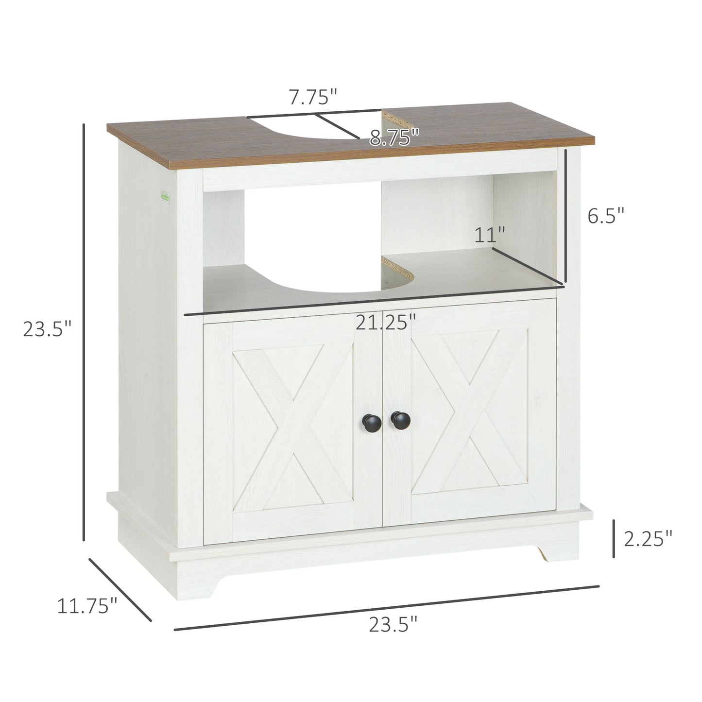 Smuxee Farmhouse Bathroom Vanity with Sink,Bathroom Storage Cabinet with Doors and Shelves,White