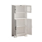 Algherohein LED Storage Cabinet with Doors and Shelves,Accent Cabinet for Living Room Bedroom,White