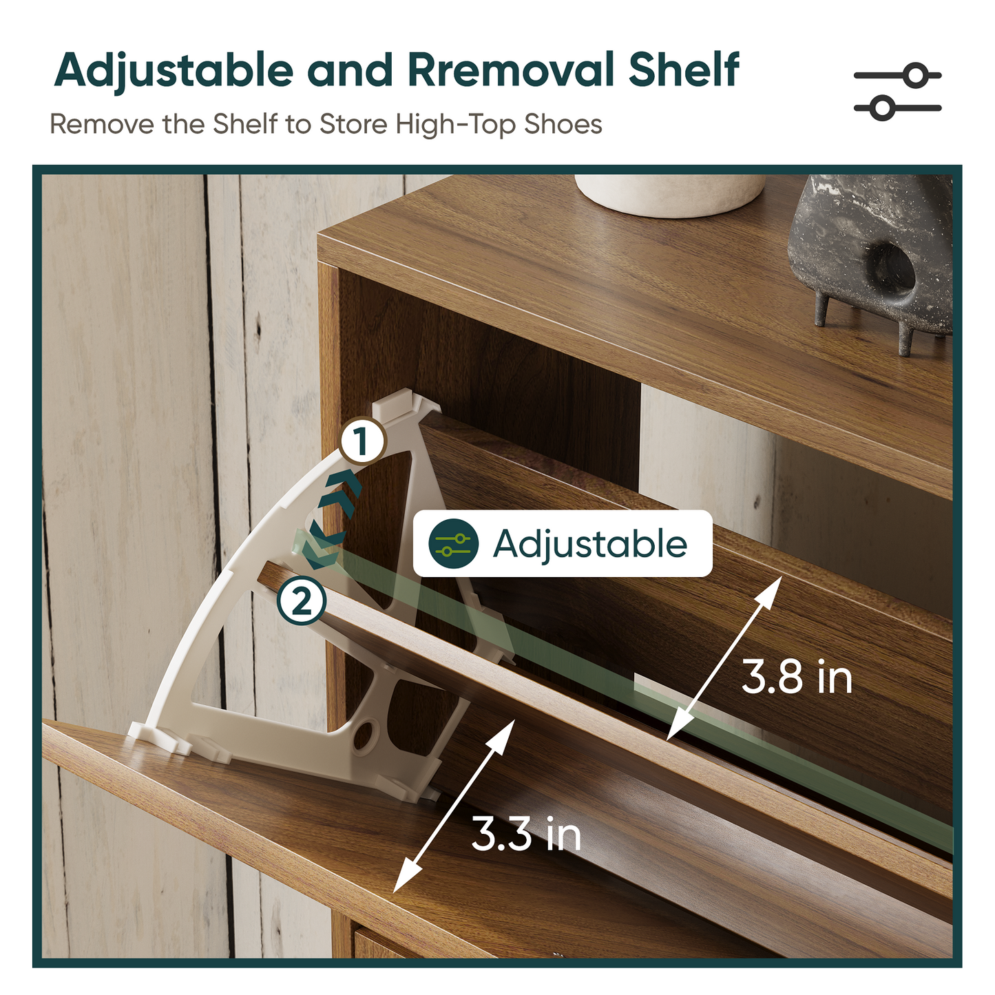 Algherohein Wood Shoe Storage Cabinet for Entryway,Shoe Rack Organizer with Flip Drawers