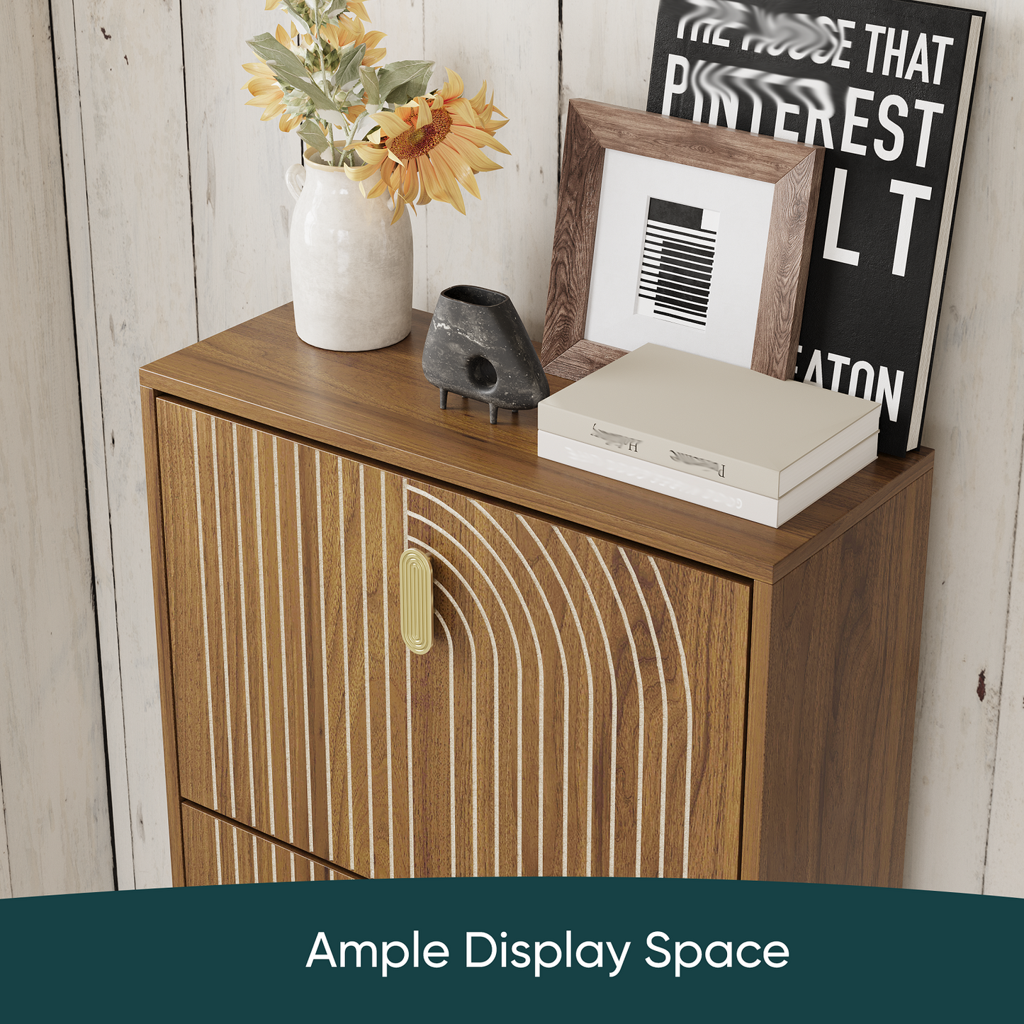 Algherohein Wood Shoe Storage Cabinet for Entryway,Shoe Rack Organizer with Flip Drawers