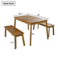 Algherohein Wood 3 Pieces Patio Table and Chairs,Outdoor Picnic Dining Set with 2 Benches