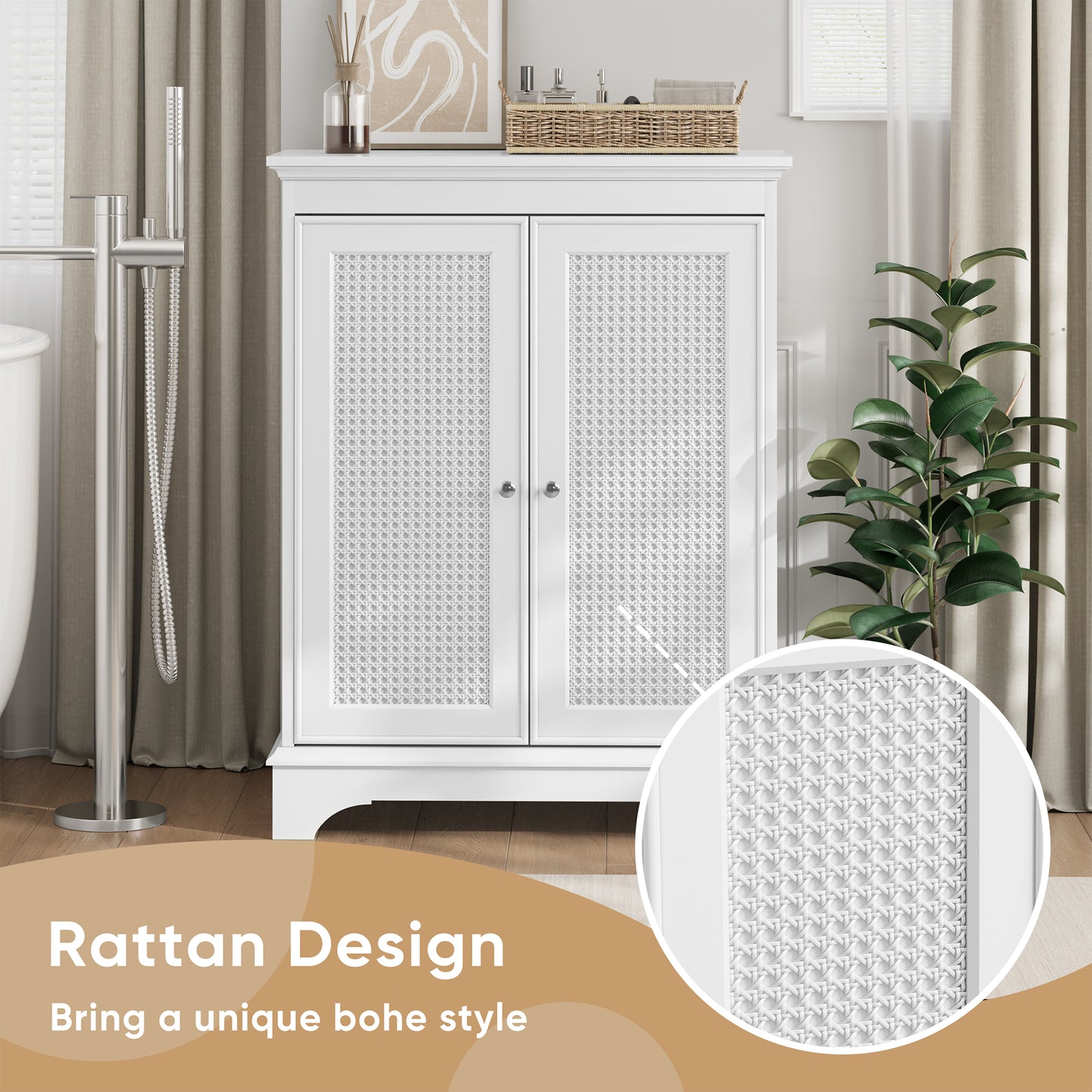 Semiocthome White Bathroom Storage Cabinet