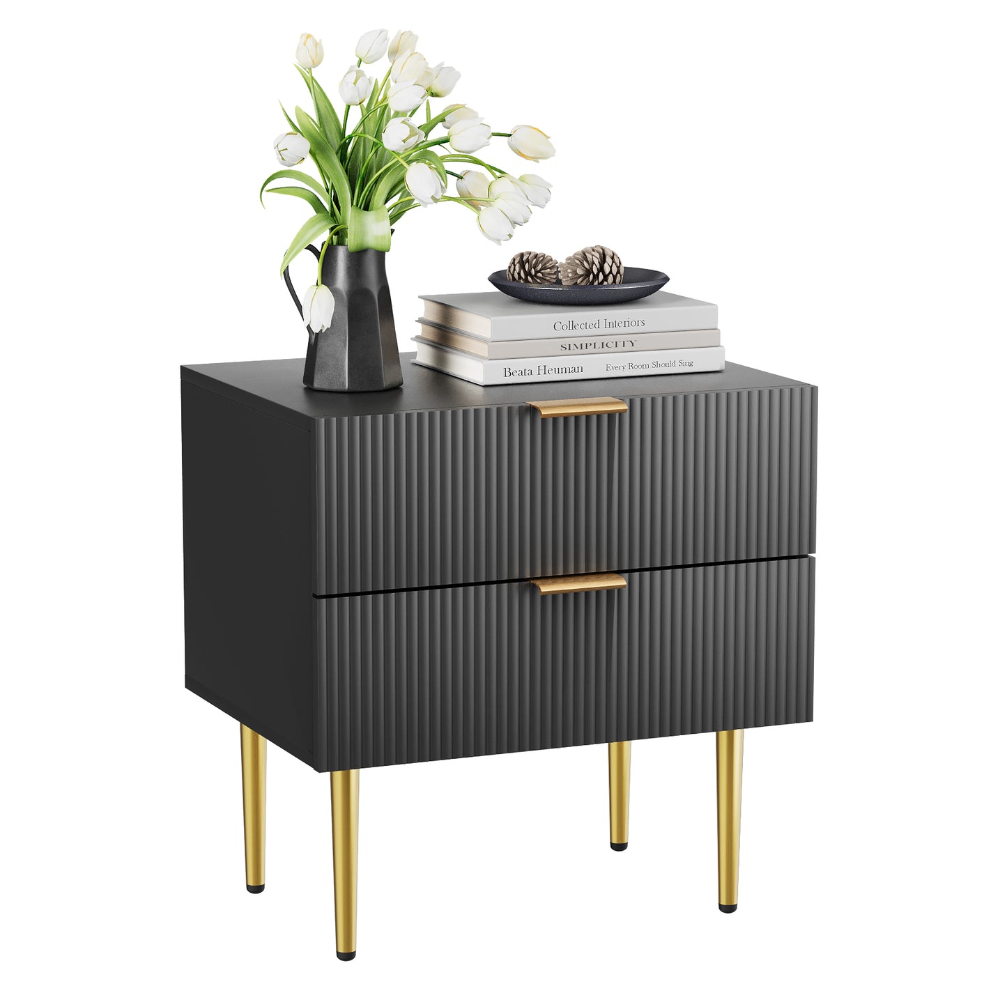 Smuxee Wood Fluted Nightstand