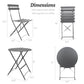 Algherohein Patio Metal Foldable 2-Seat Chairs and Table Set,Outdoor Garden Furniture Sets,Black