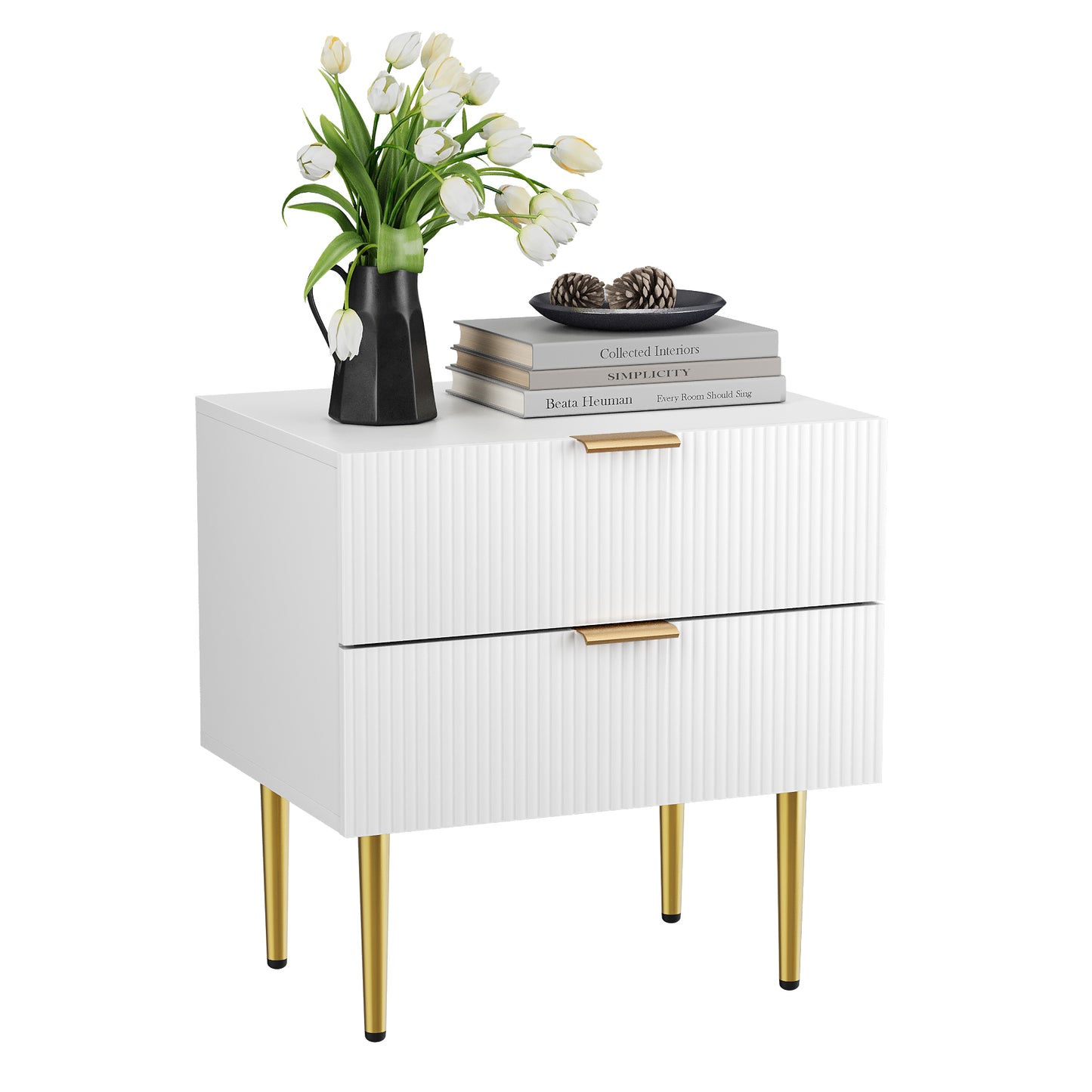 Smuxee Wood Fluted Nightstand