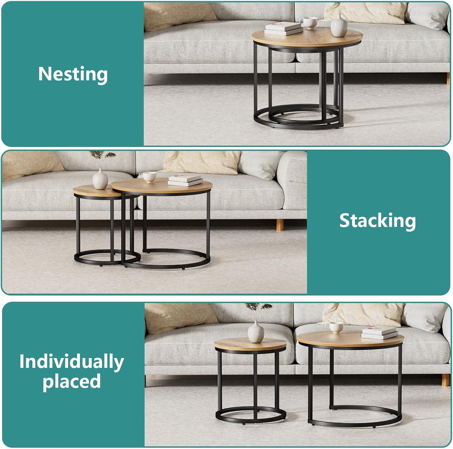 Nesting Coffee Table Round Coffee Table Set of 2