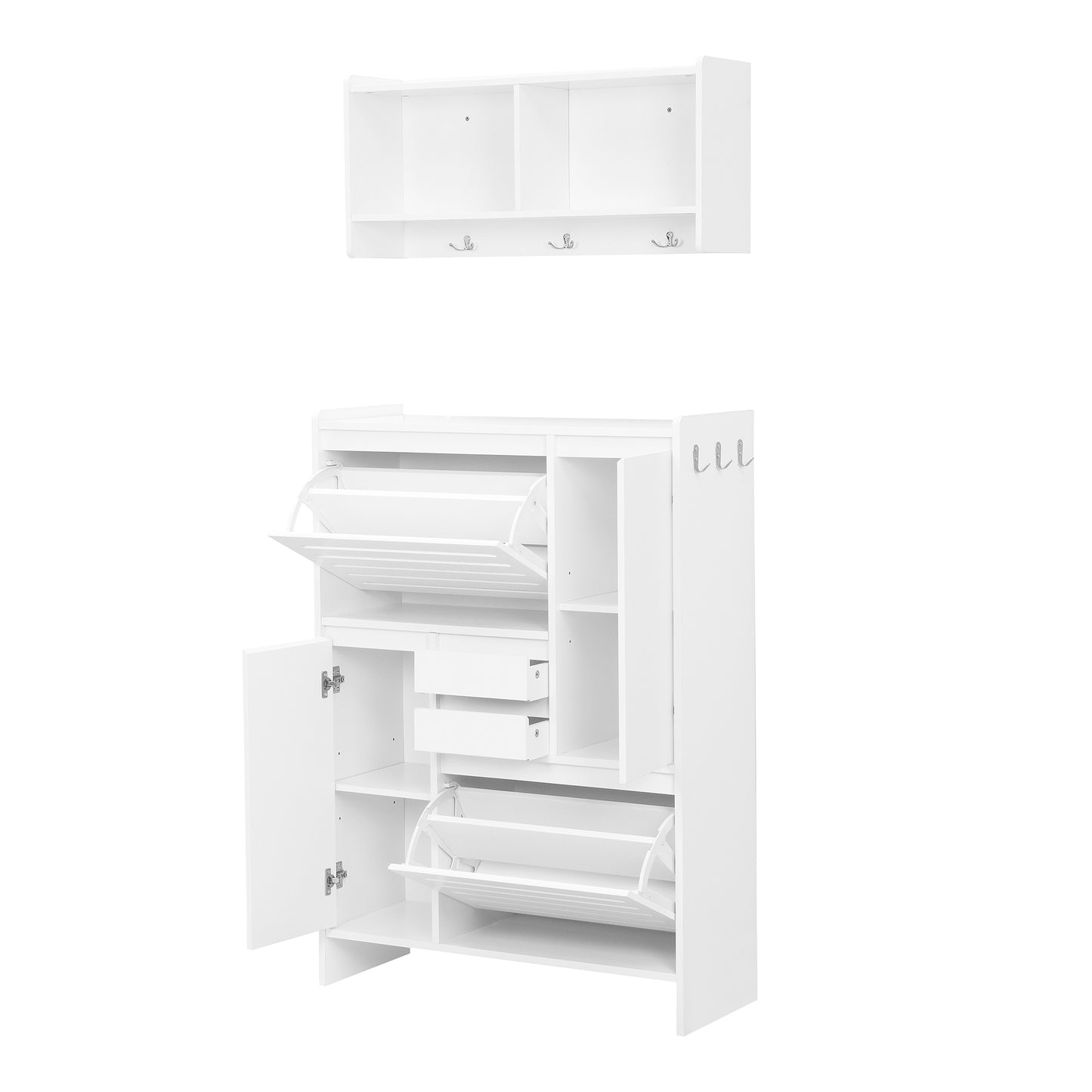 Algherohein Multi-Functional Shoe Cabinet Set with Flip Drawers and Storage Cabinet