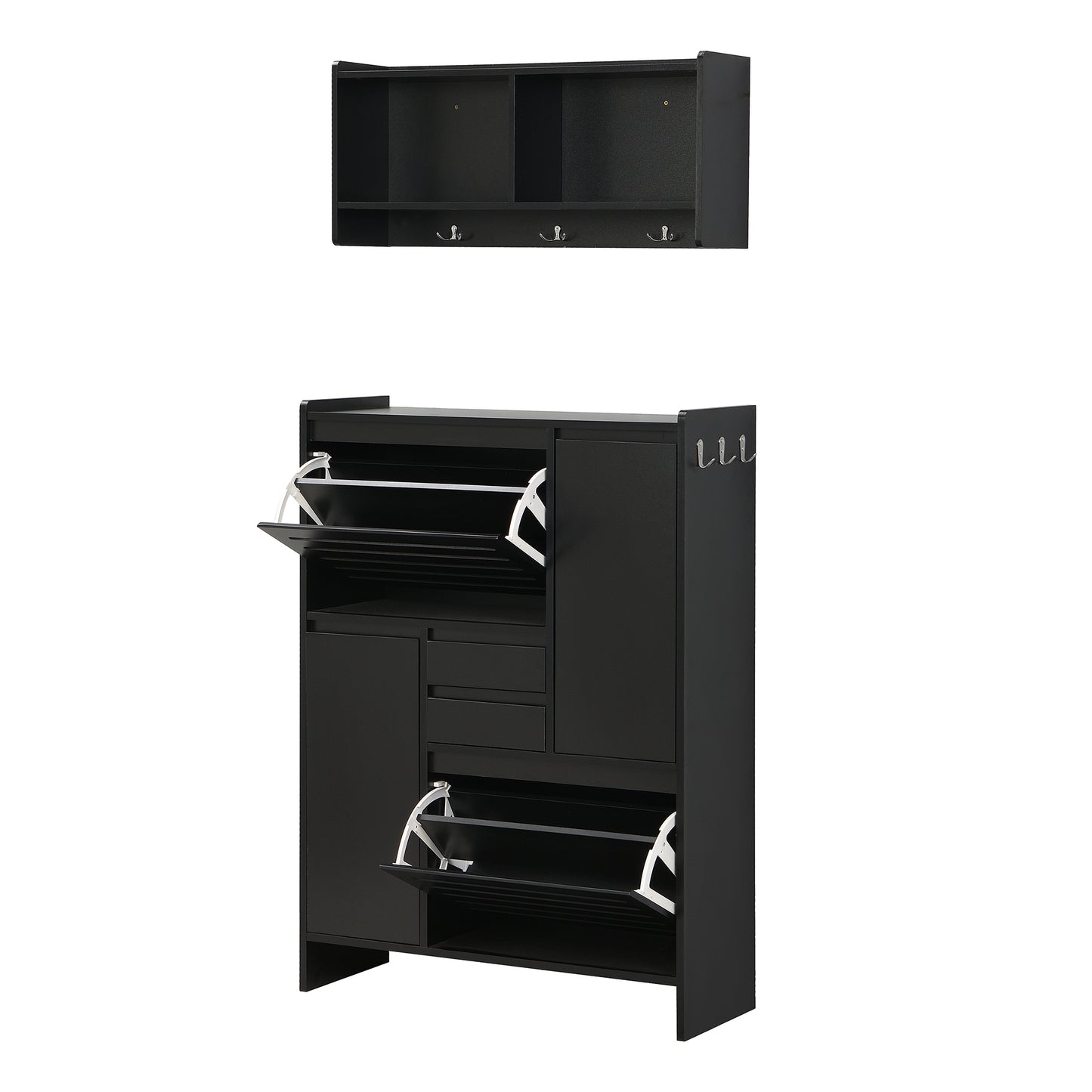 Algherohein Multi-Functional Shoe Cabinet Set with Flip Drawers and Storage Cabinet