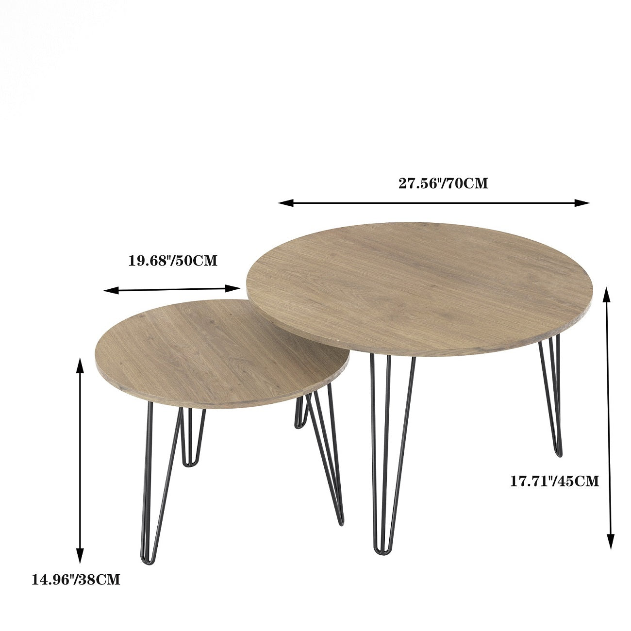 Algherohein Nesting Coffee Table for Living Room,Marble Round Table,Wood&Metal