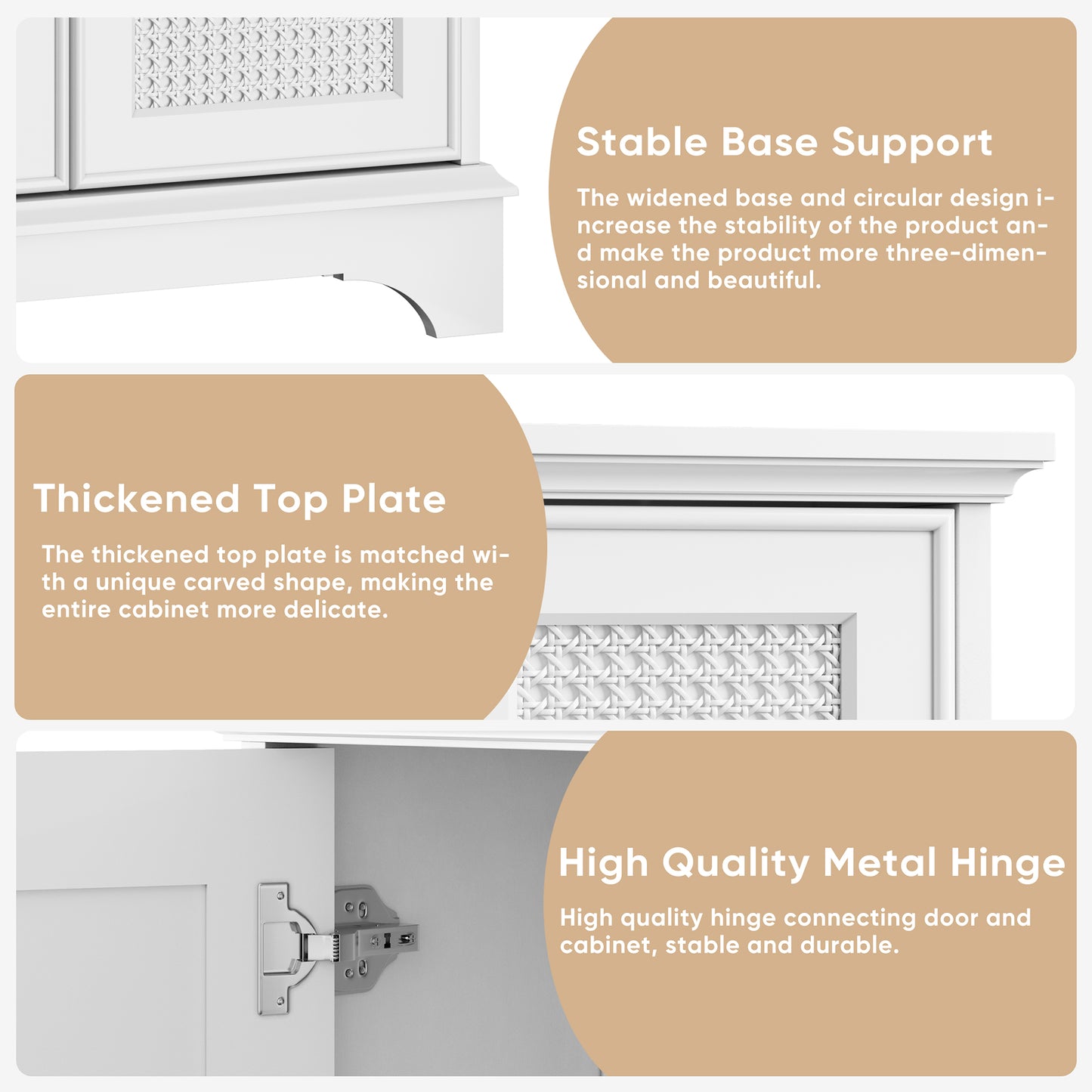 Semiocthome White Bathroom Storage Cabinet