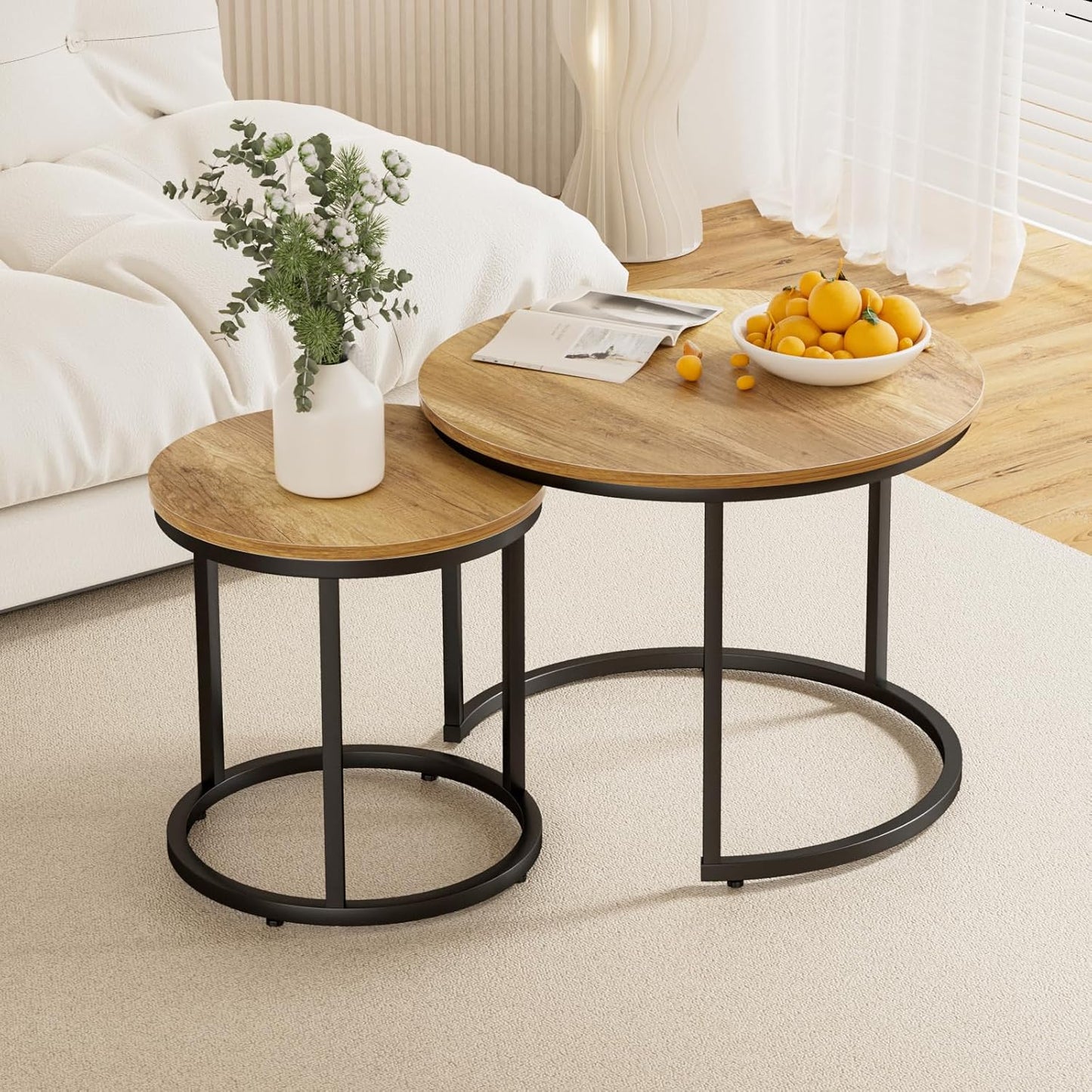 Nesting Coffee Table Round Coffee Table Set of 2