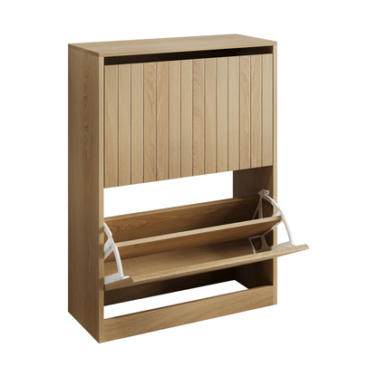 Semiocthome Shoe Cabinet with Vertical Groove Doors