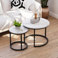 Semiocthome Modern Round Nesting Coffee Table Set,End Table Metal Frame for Living Room
