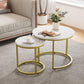 Semiocthome Modern Round Nesting Coffee Table Set,End Table Metal Frame for Living Room
