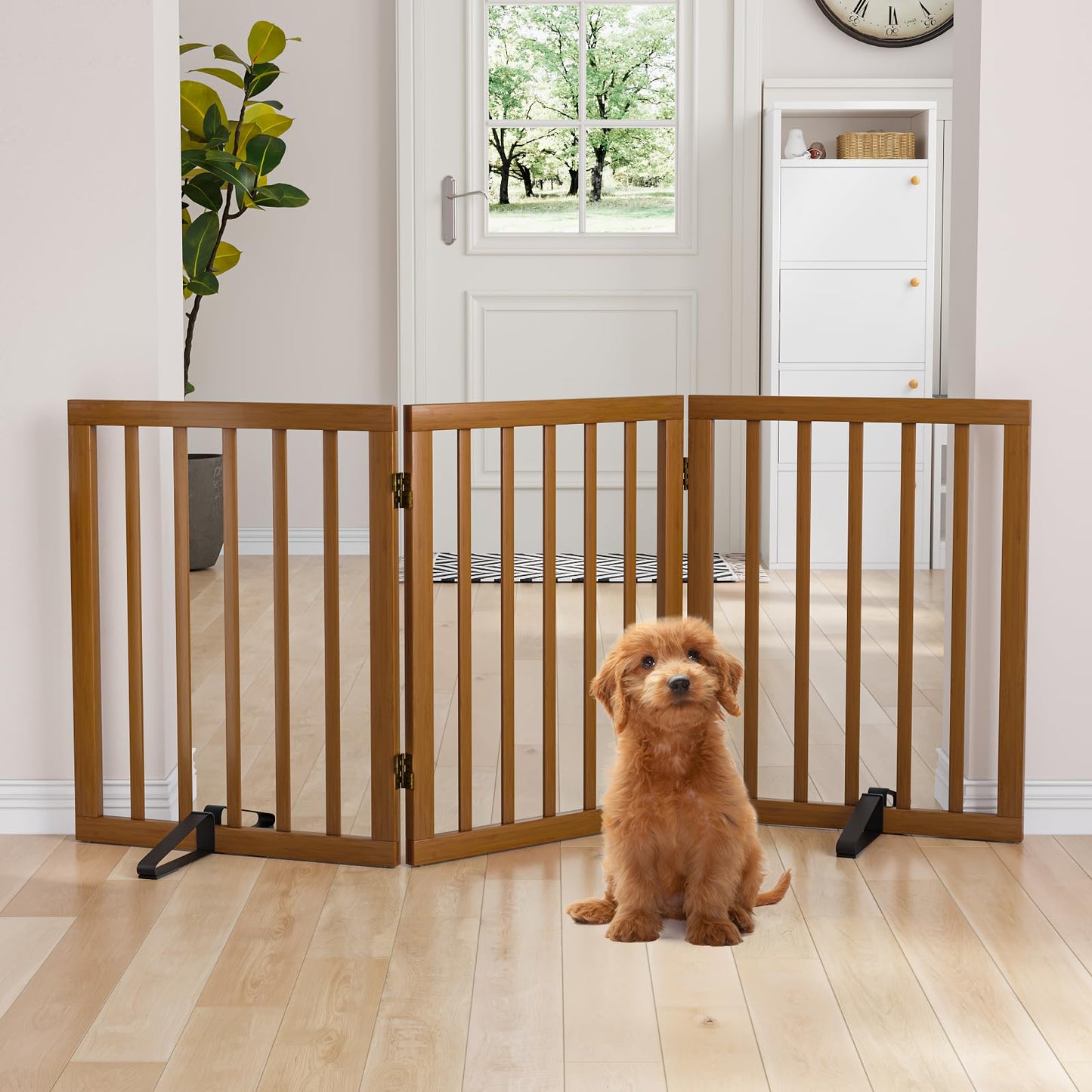 Semiocthome Ultra Wide Foldable Pet Gate for Doorway,Freestanding Dog Gates for Stairs