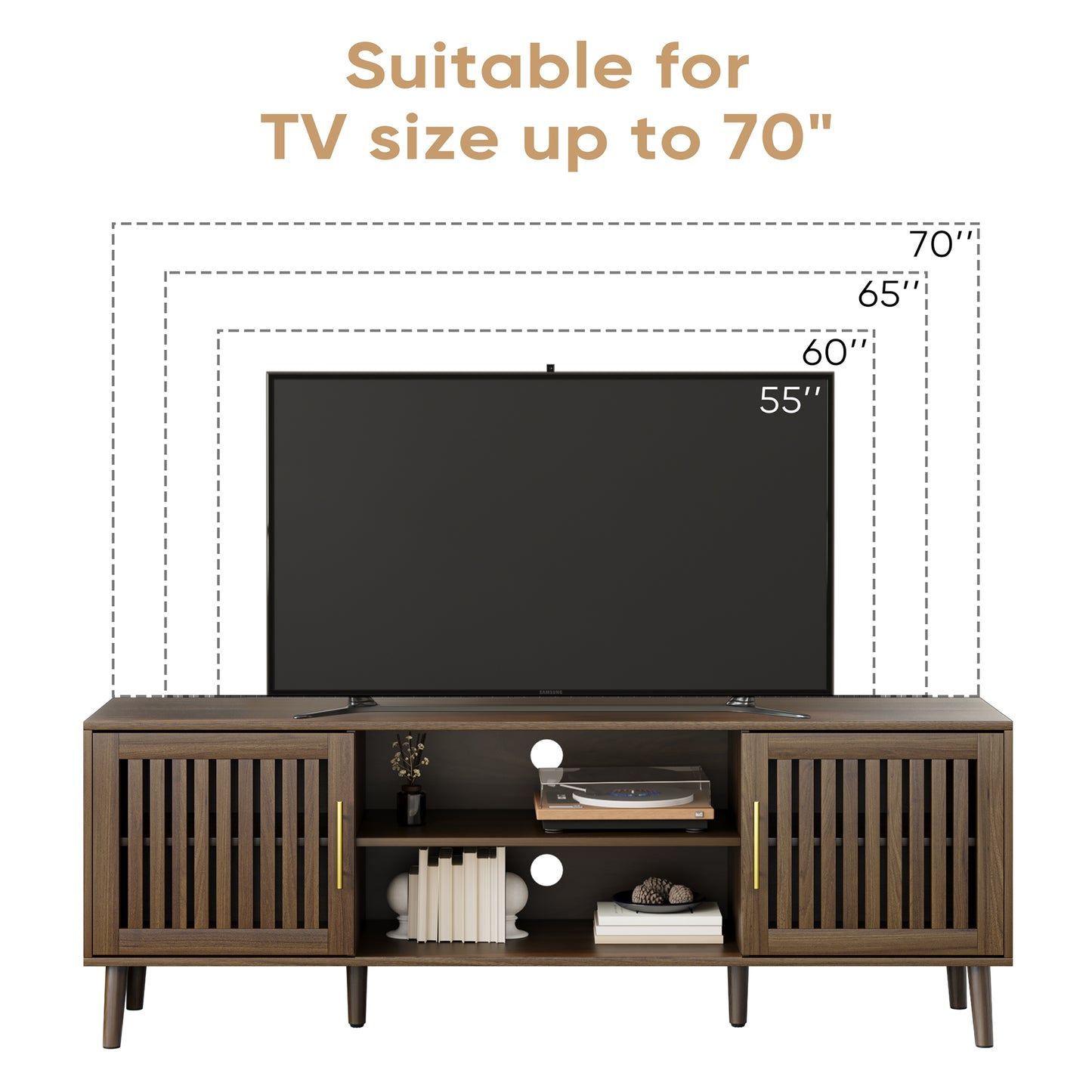 Semiocthome 63" TV Stand with 2 Grille Door
