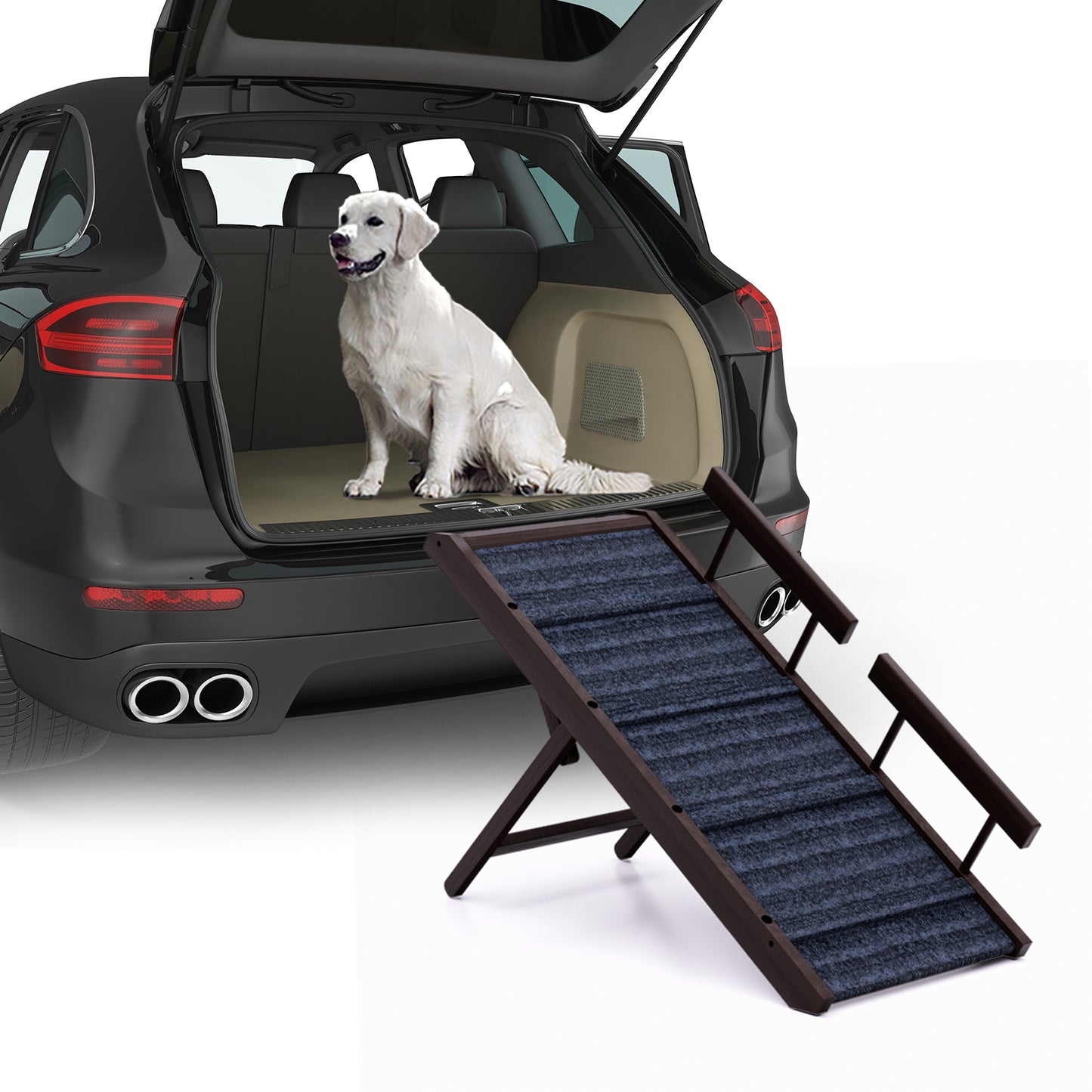 Wooden Folding Pet Ramp for Dog Cat with Carpet