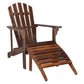 Outdoor Garden With Footstool Wooden Single Chair Carbonized Color