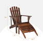 Outdoor Garden With Footstool Wooden Single Chair Carbonized Color