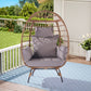 Wicker Egg Chair, Oversized Indoor Outdoor Lounger for Patio, Backyard, Living Room w/ 5 Cushions, Steel Frame, 440lb Capacity - Light Grey