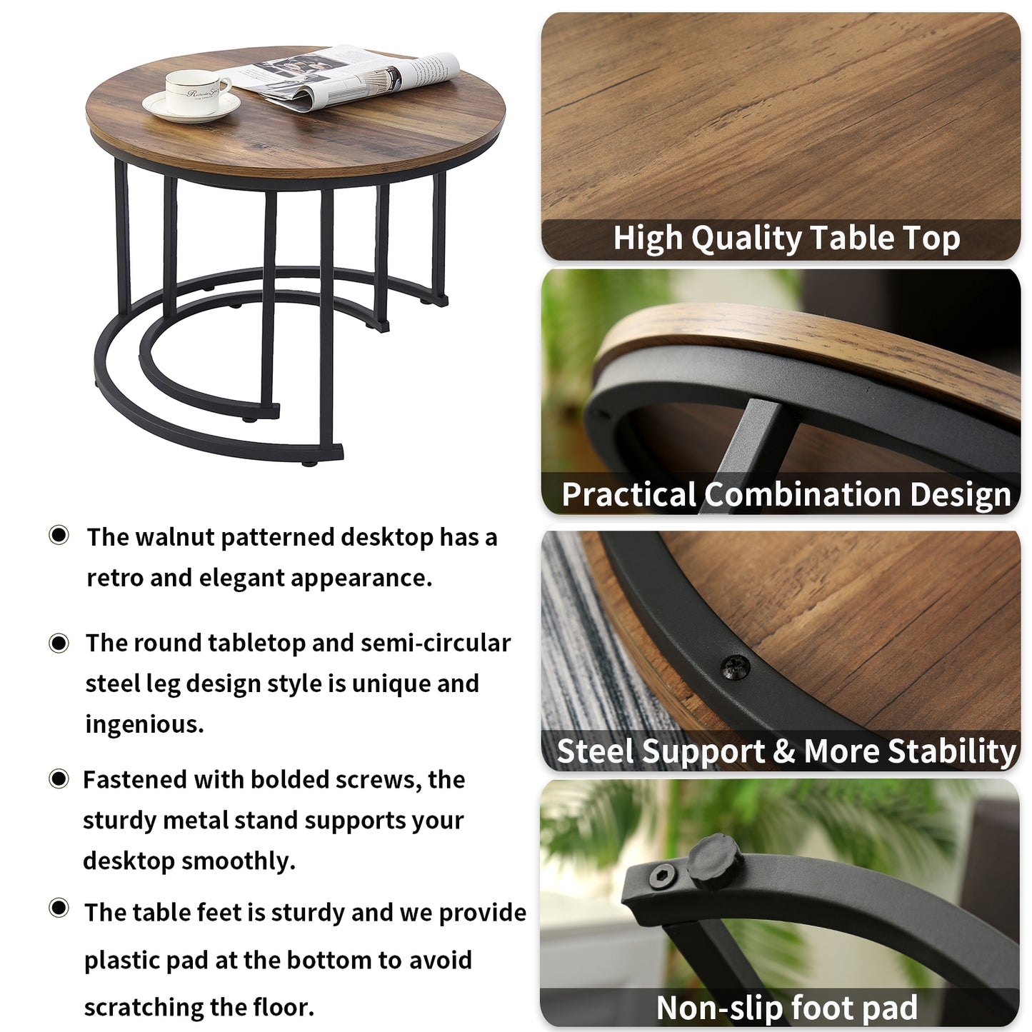 Smart FENDEE Modern Wood Nesting Coffee Table
