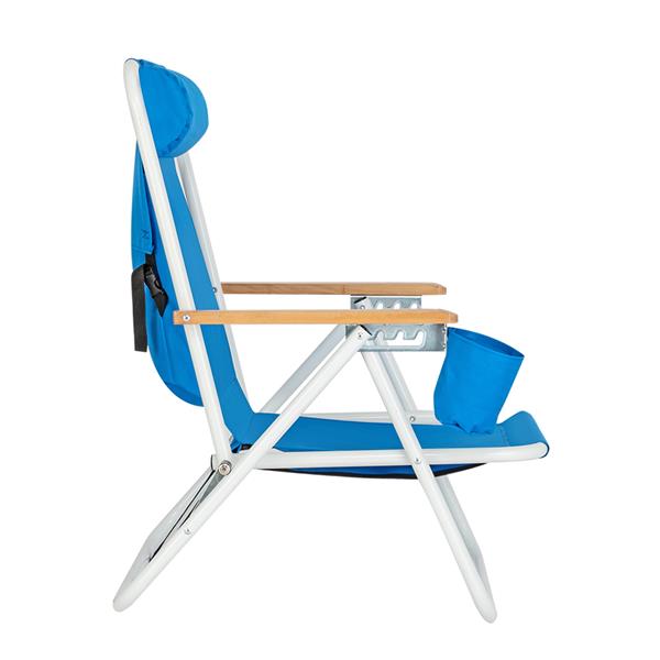 Semiochtome Portable High Strength Beach Chair with Adjustable Headrest Blue