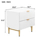 Nightstand with 2 Drawers & Golden Handle，Storage Bedside Table - White