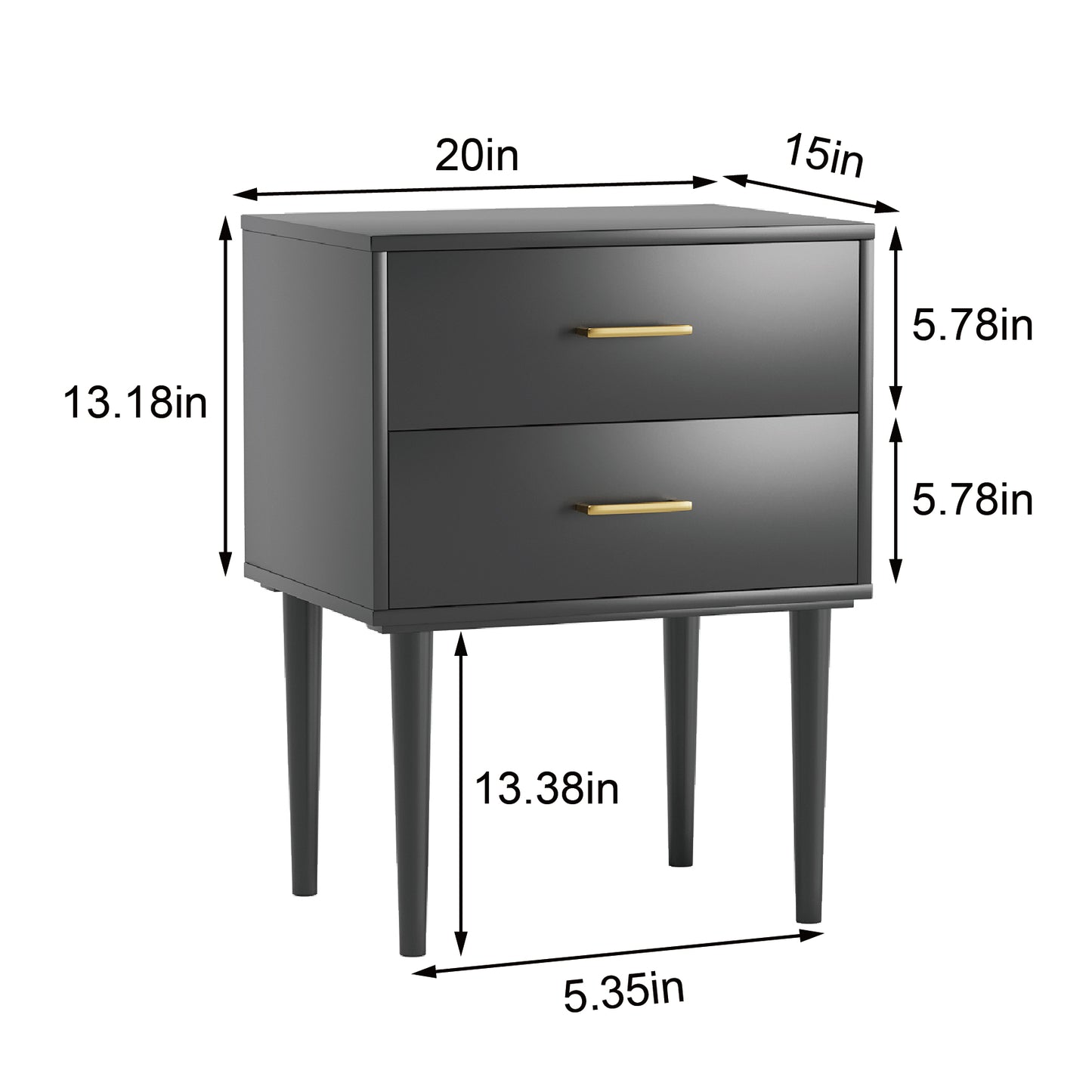 Algherohein Classic Morden Nightstand with 2 Drawers for Bedroom