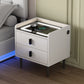 Nightstand with Wireless Charging Station,USB Charging and Adjustable LED Lights, Modern End Table with 2 Drawers for Bedroom,White